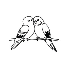  birds on branch - love and romance concept.