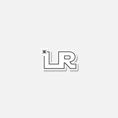 Obraz premium Abstract initial letter LR laser logo sticker isolated on gray background