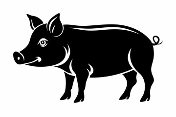 pig line art silhouette vector illustration