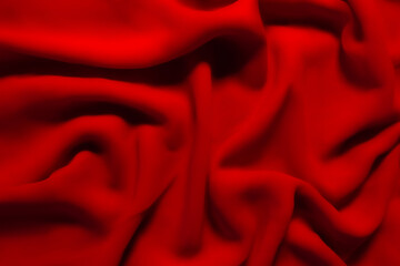 Vibrant red Fabric with Soft Folds – Elegant Abstract Textile Background