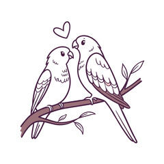  birds on branch - love and romance concept.