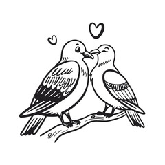  birds on branch - love and romance concept.