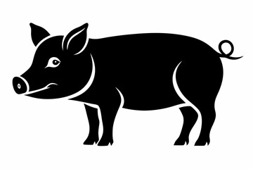 pig line art silhouette vector illustration