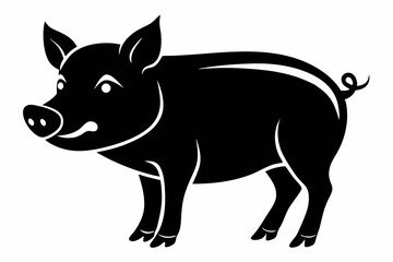 pig line art silhouette vector illustration