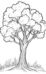 Obraz premium Distant black and white outline of a blank tree nature scene artistic illustration minimalist design