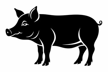 pig line art silhouette vector illustration
