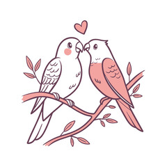 Obraz premium birds on branch - love and romance concept.