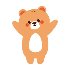 cute hand drawing cartoon excited bear. cute bear drawing for animal sticker, icon