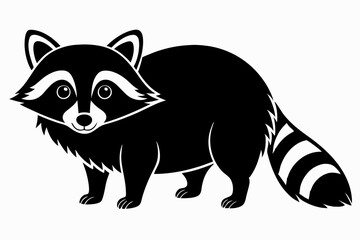 raccoon line art silhouette vector illustration