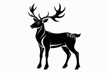reindeer line art silhouette vector illustration