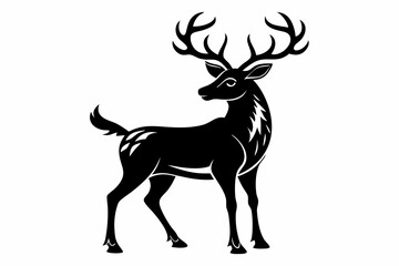 reindeer line art silhouette vector illustration