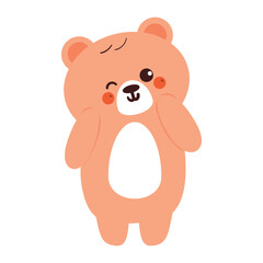 cute hand drawing cartoon wink bear. cute bear drawing for animal sticker, icon