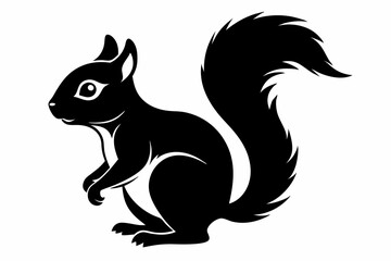 squirrel line art silhouette vector illustration