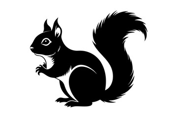 squirrel line art silhouette vector illustration