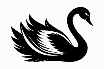 swan line art silhouette vector illustration