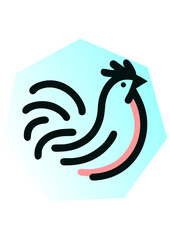 Stylized Rooster Logo with Clean Vector Line Art