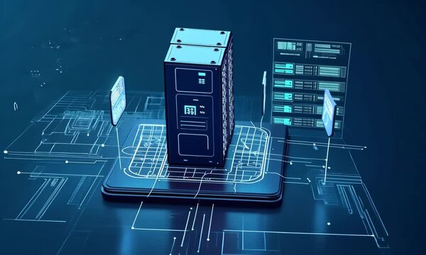 Futuristic Server Rack: Data Center Technology