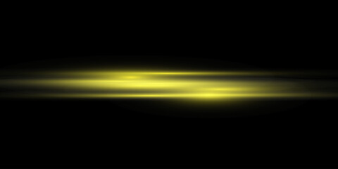 Abstract background with yellow, gold laser lines. Neon light. Special effect of horizontal speed lines.