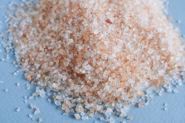 Sea pink salt on a blue background.