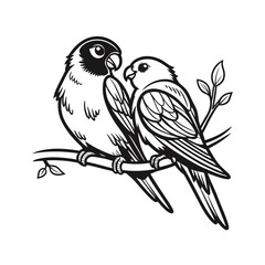 Fototapeta premium birds on branch - love and romance concept.