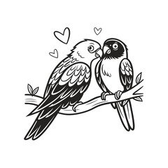  birds on branch - love and romance concept.