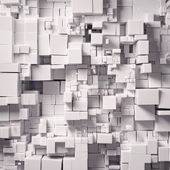 Cubist Harmony: A Textured Symphony of Intersecting White Cubes