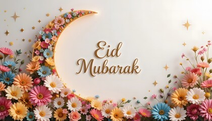 Floral Crescent Eid Mubarak
