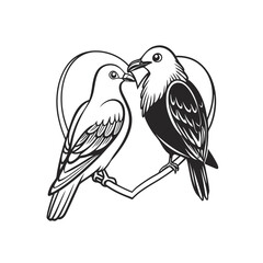 Obraz premium birds on branch - love and romance concept.