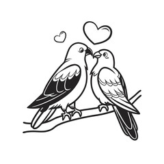  birds on branch - love and romance concept.