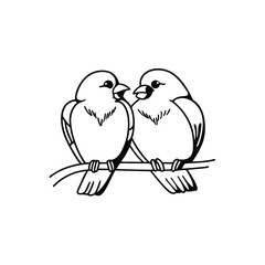  birds on branch - love and romance concept.