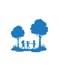 Children play under the tree