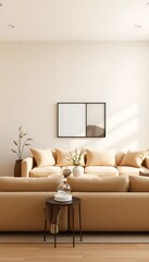 Fototapeta premium Living Room Its Soft Beige Tones Plush Seating