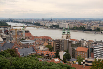 Top View of Budapest skyline and Majestic Margaret Bridge, Hungary