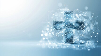 Digital Cross Symbolizing Health and Medicine in Modern Technology