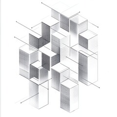 Abstract Architectural Design with Geometric Patterns and Lines Representing Urban Landscape Layout