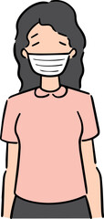 Illustration of woman using medical protective mask
