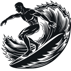 Silhouette of a Surfer Ocean Wave