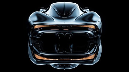 Futuristic Automotive Design: A sleek, dark-colored sports car gleams under the studio lights, its streamlined body and innovative design radiating sophistication and power.