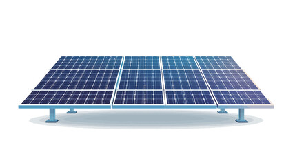 A digital illustration depicting a ground-mounted solar panel array.  The array consists of multiple interconnected solar panels, arranged in a rectangular configuration. The panels are