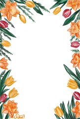 Spring Floral Decoration with White Background. High quality illustration