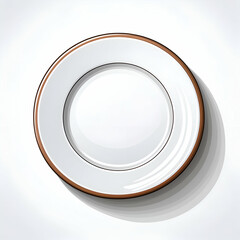 Cartoon white ceramic plate isolated.