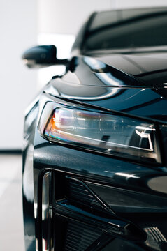 headlight of a black car