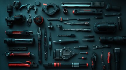 Fototapeta premium A collection of various tools laid out on a surface