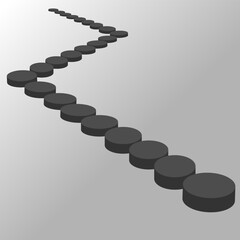 Minimalist abstract staircase design, featuring a series of floating steps forming a geometric zigzag pattern. The artwork has a monochrome color scheme with soft shadows	
