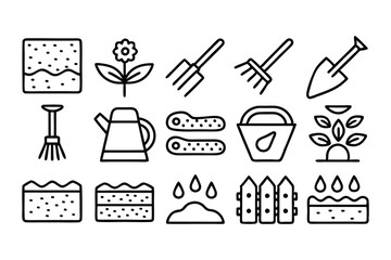 Obraz premium soil ground and gardening editable stroke outline