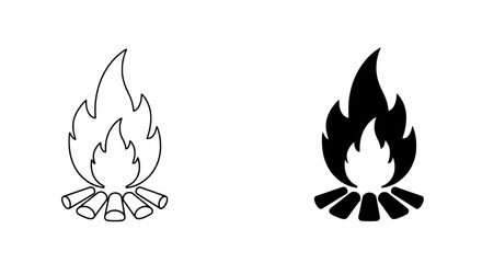 Campfire Icon: A campfire icon is a visual representation of a campfire, often used in various contexts. Suitable for design projects or conceptual illustrations.