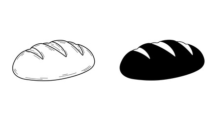 Artisan Bread Duo: A pair of meticulously crafted artisan bread illustrations, one in stark black and white, showcasing intricate details, and perfect for culinary projects.