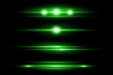 Neon green horizontal speed lines. Dynamic lines effect. Glowing stripes. Vector illustration. EPS 10