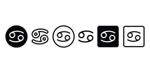 Cancer Zodiac Symbol Icon Black and White Color Vector Design Illustration Set  © looli