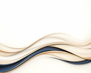 Obraz premium Elegant flowing curves in cream, beige, and dark blue on white background